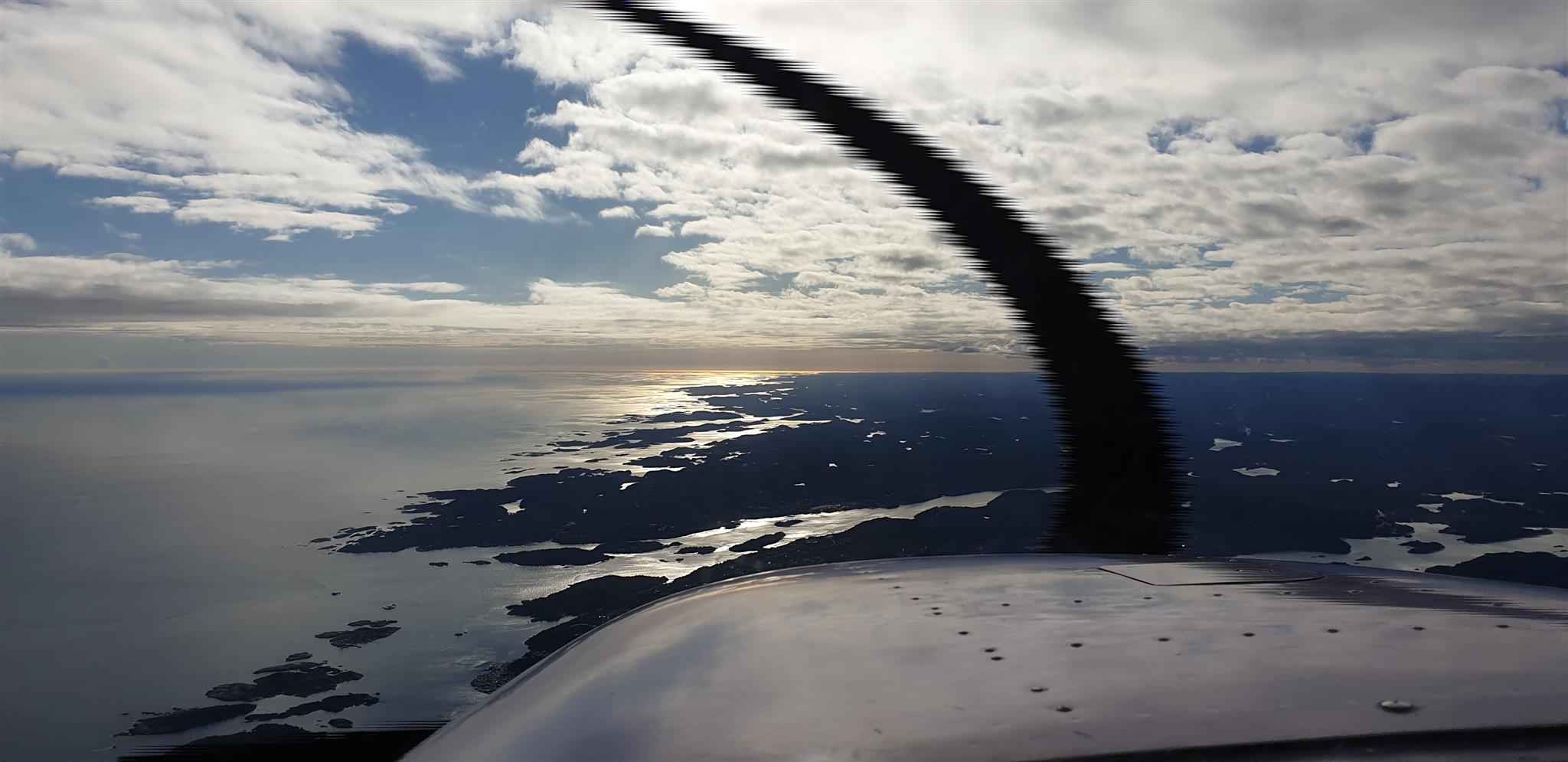 Flying along the coastline