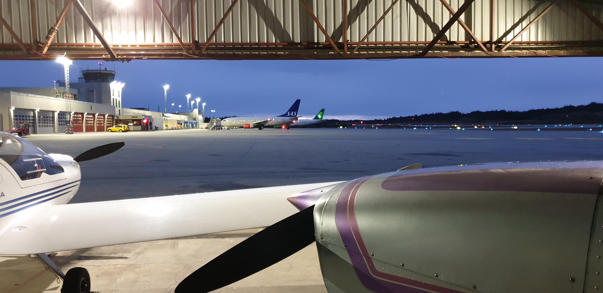 Inside the hangar