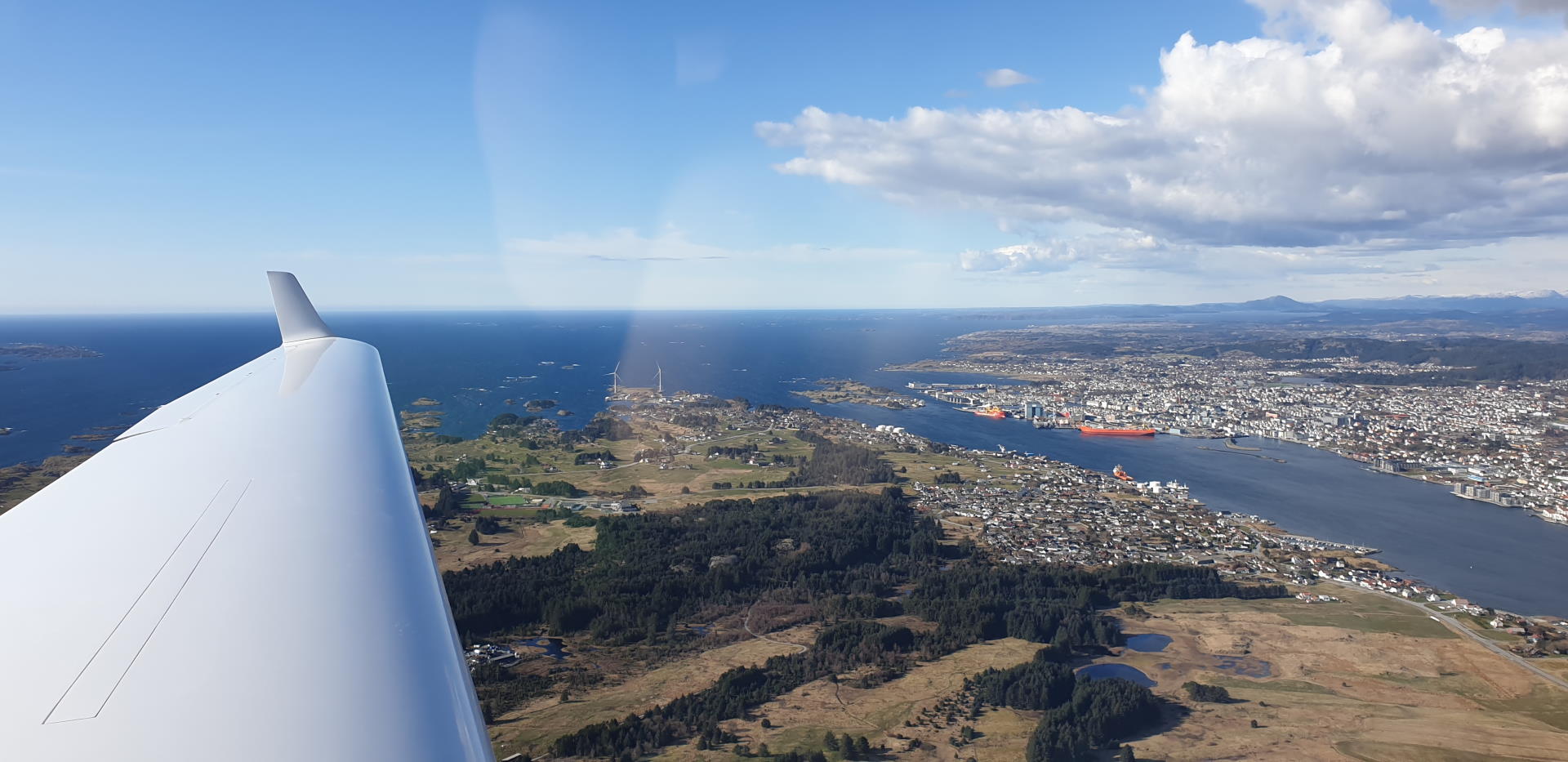 View from inside LN-GJP after departure