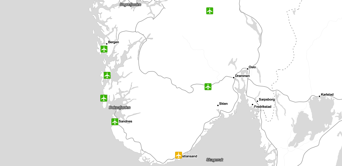 Besøkte flyplasser