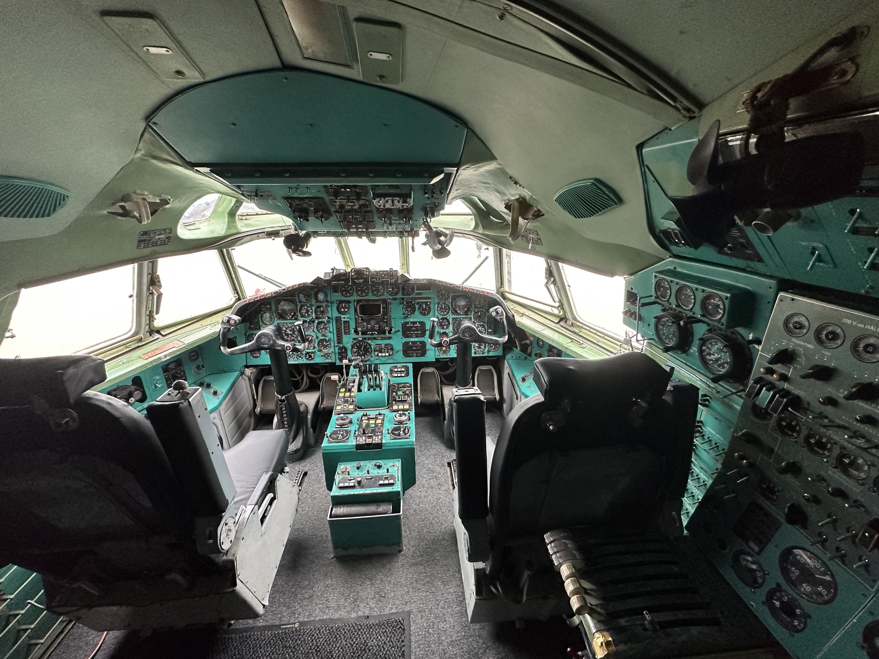 Inside one of the cockpits