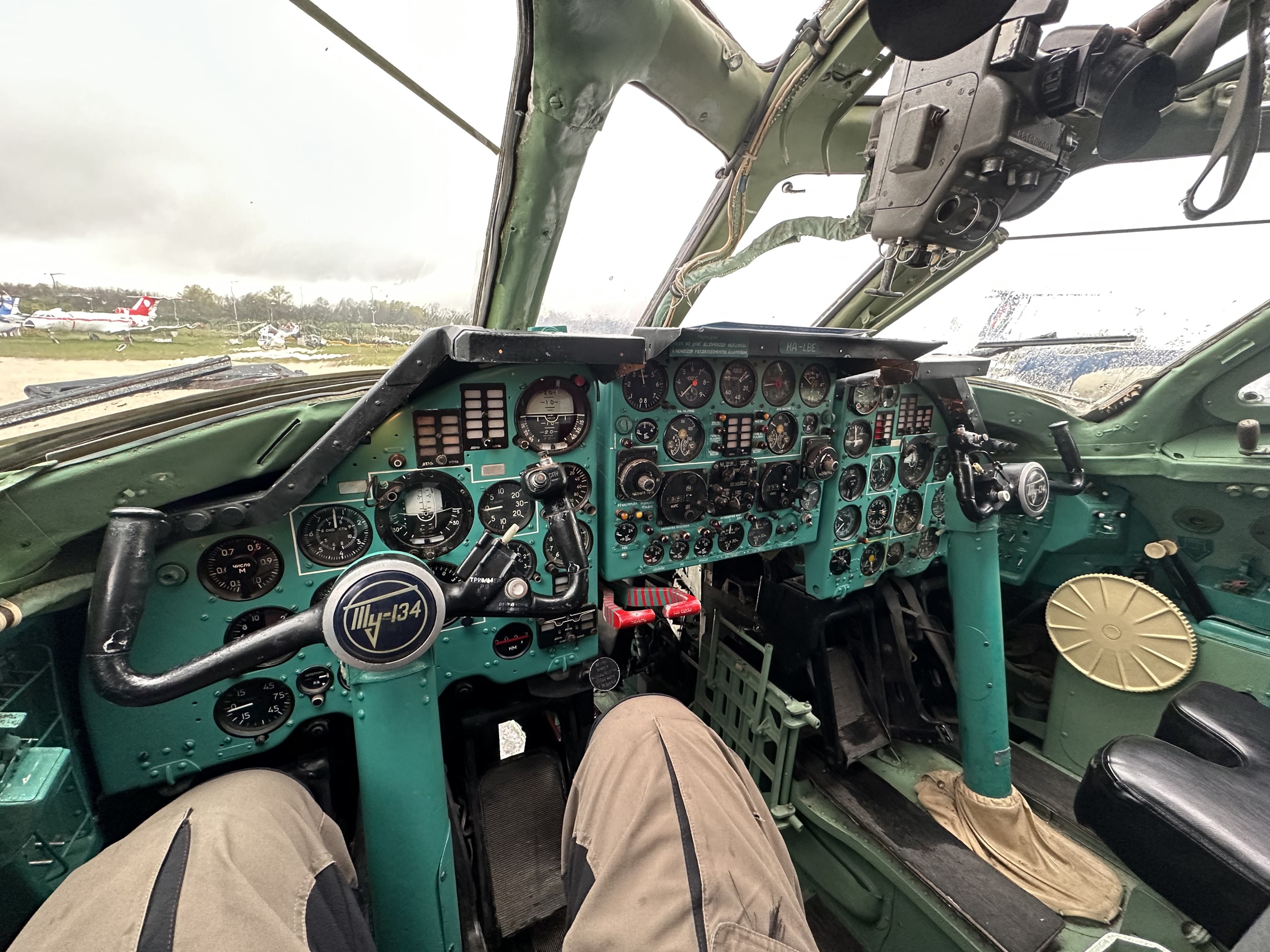 Inside one of the cockpits