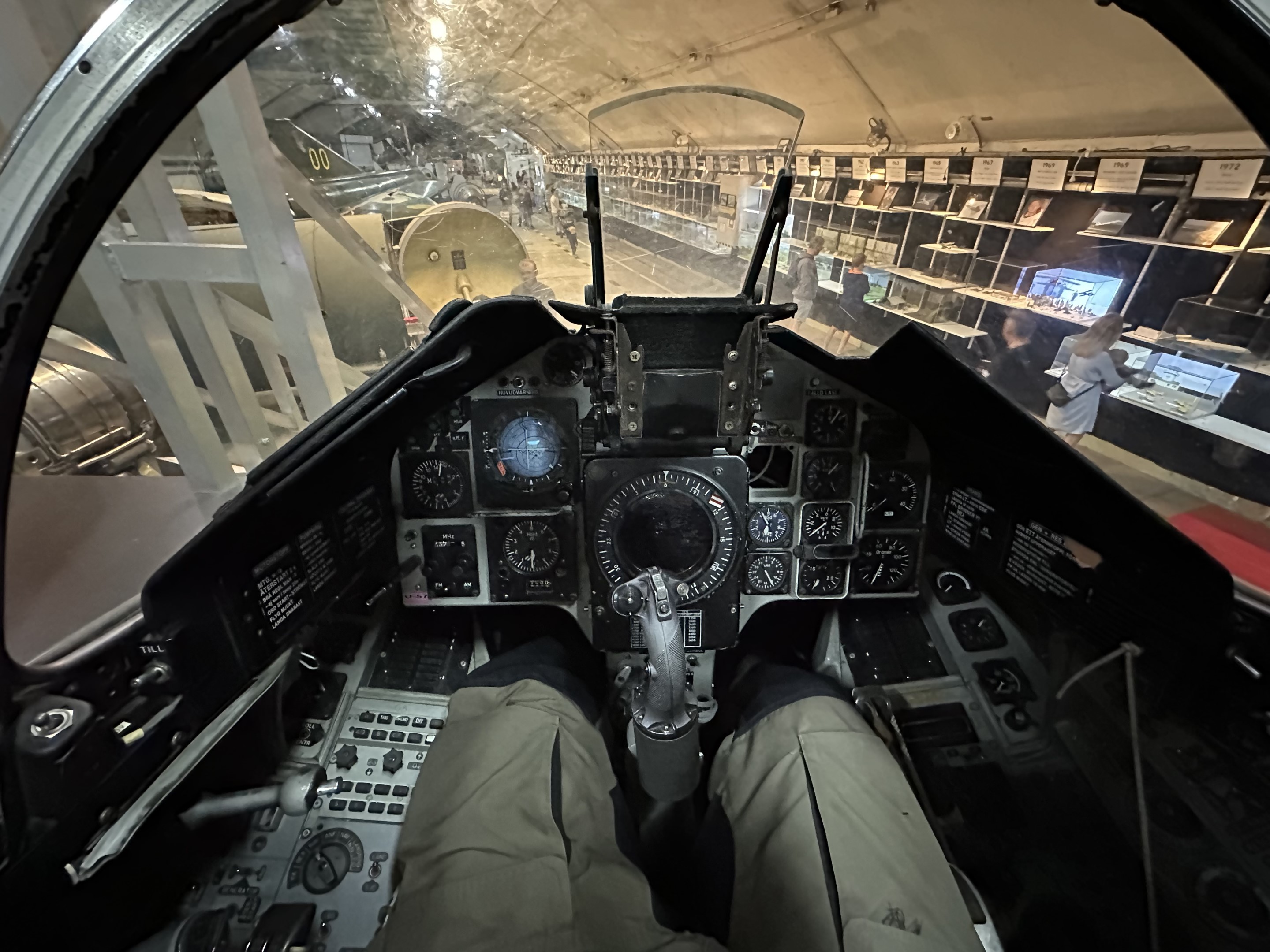 Sitting inside one of the old fighter jets