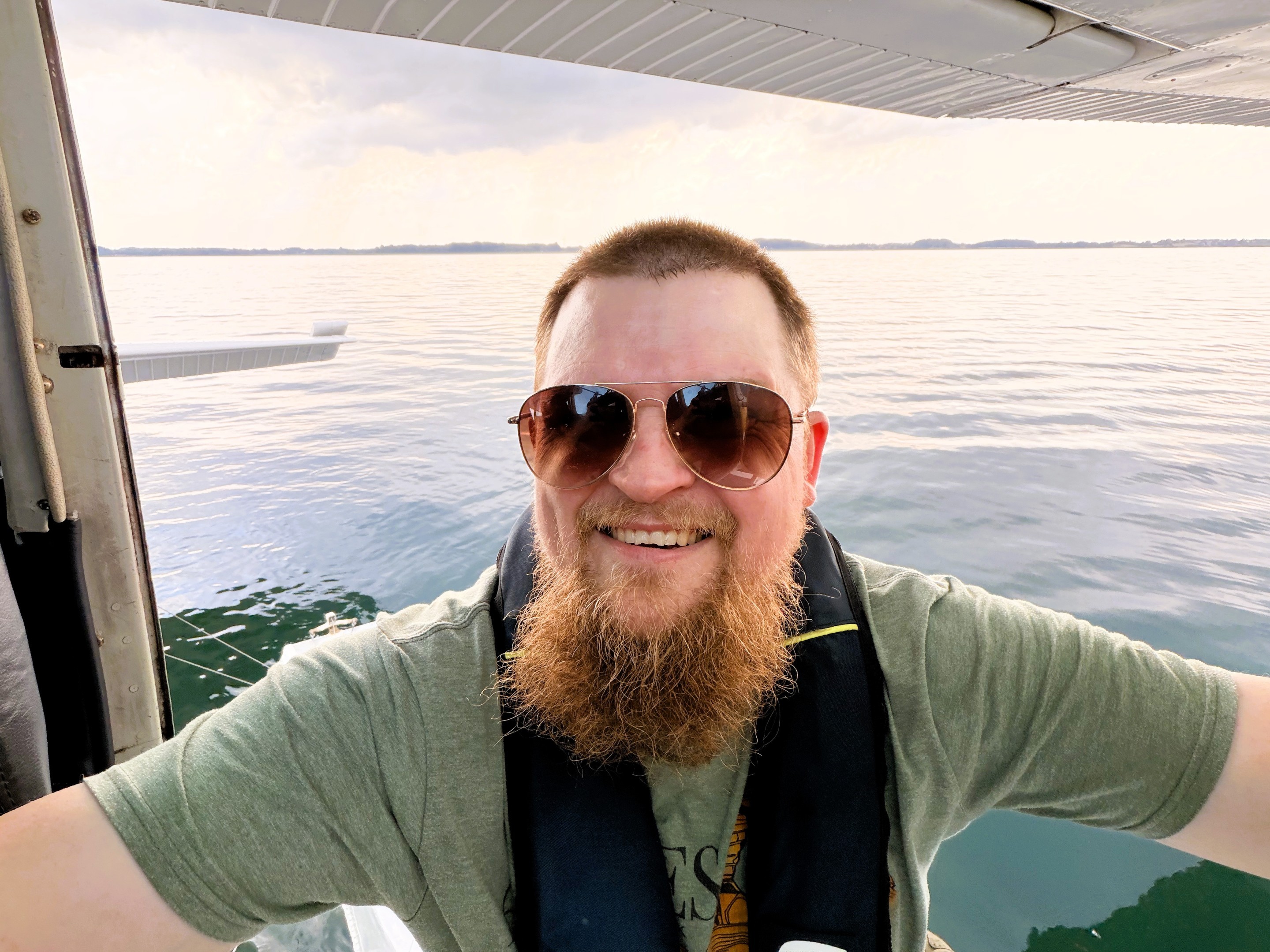 Outside, on the water